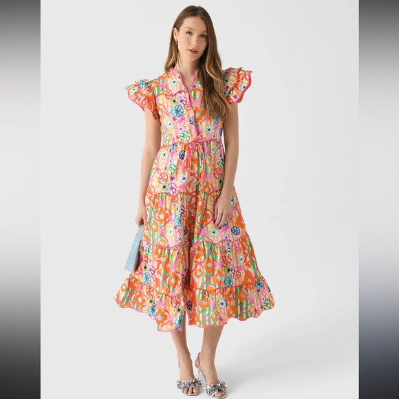 NWT CeliaB Baba Voyager-Print Midi Dress small - Picture 3 of 9